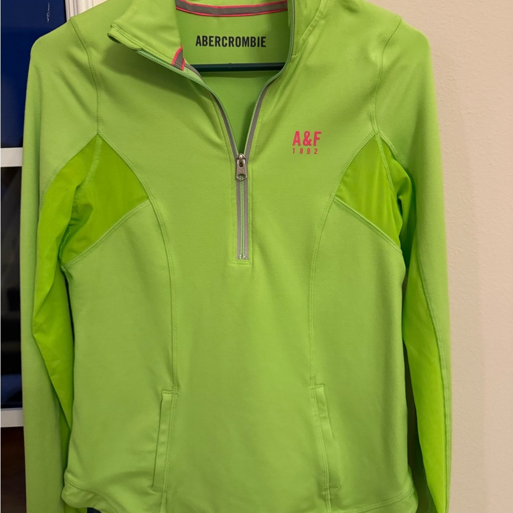 Abercrombie Lime Green Hoodie with Pink Trim